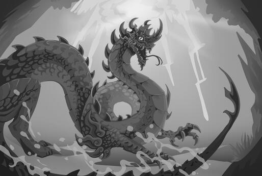 Dragon Illustration Greyscale